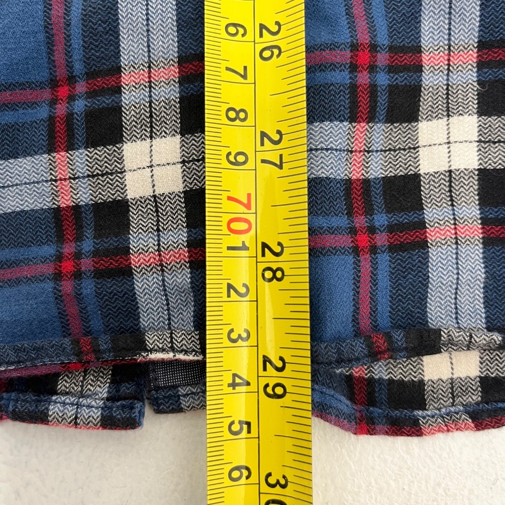 American‎ Eagle Outfitters Mens Size L Button Up Shirt Blue Plaid Athletic Fit - Picture 9 of 10